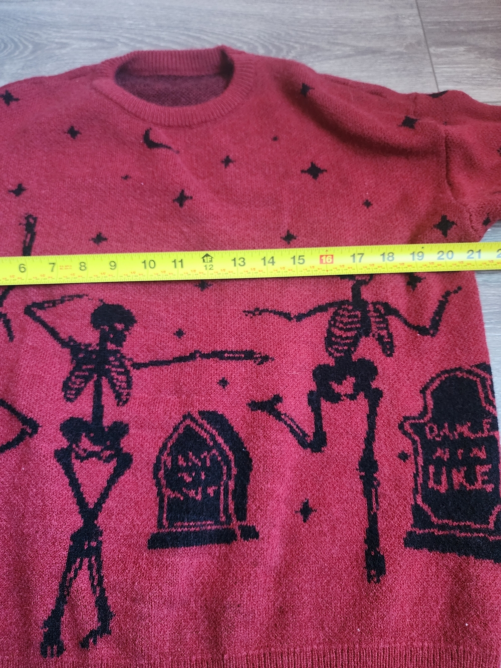 Festive Red & Black Skeleton Knit Sweater - Halloween - Picture 5 of 7